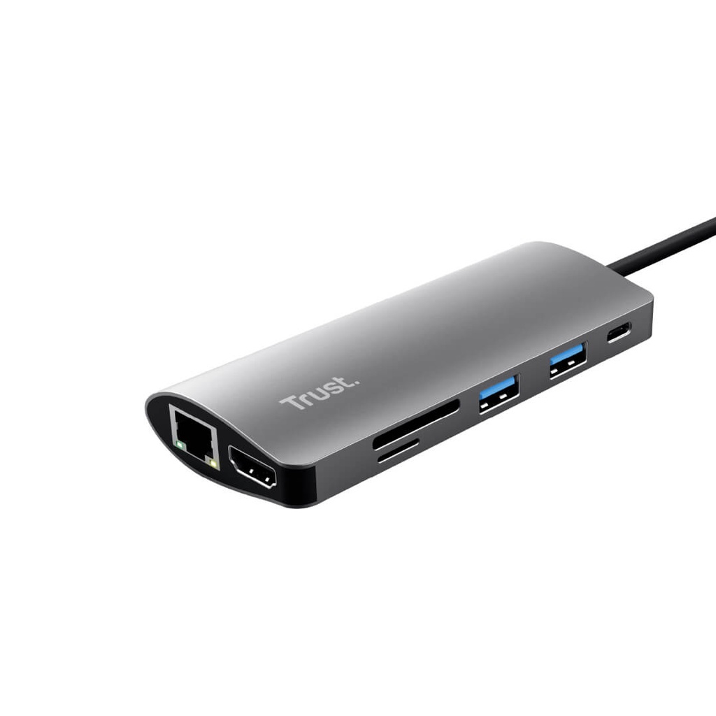 Adaptador Trust Multipuerto Usb - C 7 en 1 (Hdmi, de red, lector de tarjetas, USB-C y USB) Ref 23775