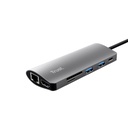 Adaptador Trust Multipuerto Usb - C 7 en 1 (Hdmi, de red, lector de tarjetas, USB-C y USB) Ref 23775