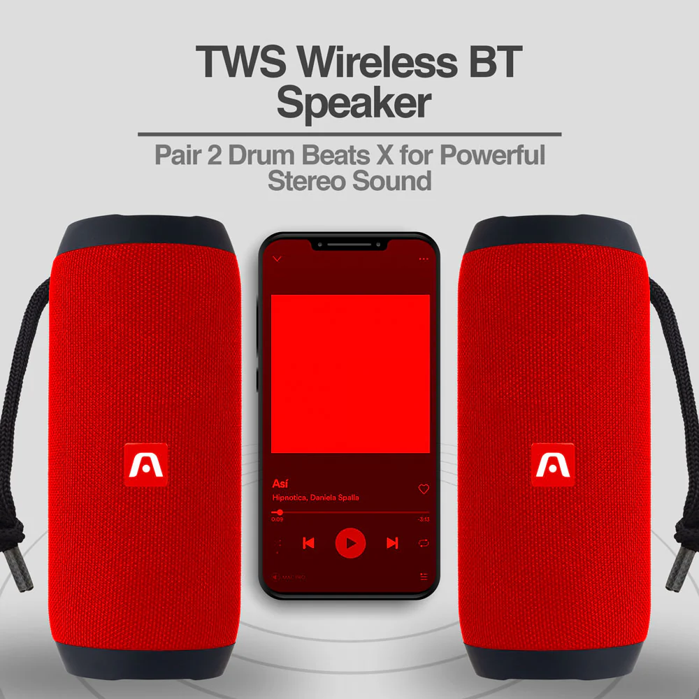 Altavoz inalámbrico BT TWS Argom DrumBeats X rojo A00541