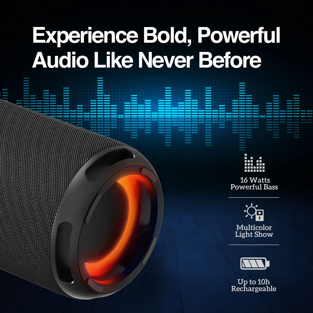 Altavoz inalámbrico portátil con resistencia al agua IPX3 Argom Radyon X10 negro A00738