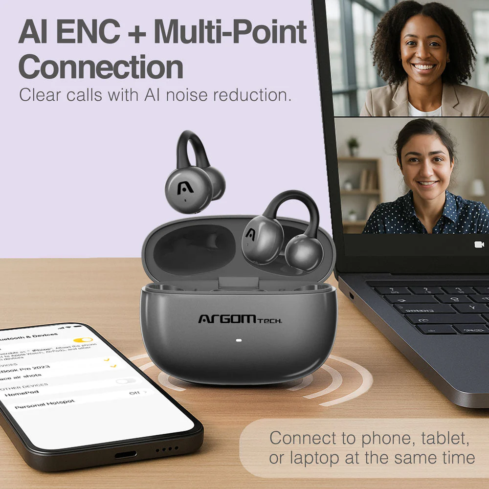 Auriculares TWS con diseño Open-Ear Clip-On Argom SkeiPods E40 gris A00784