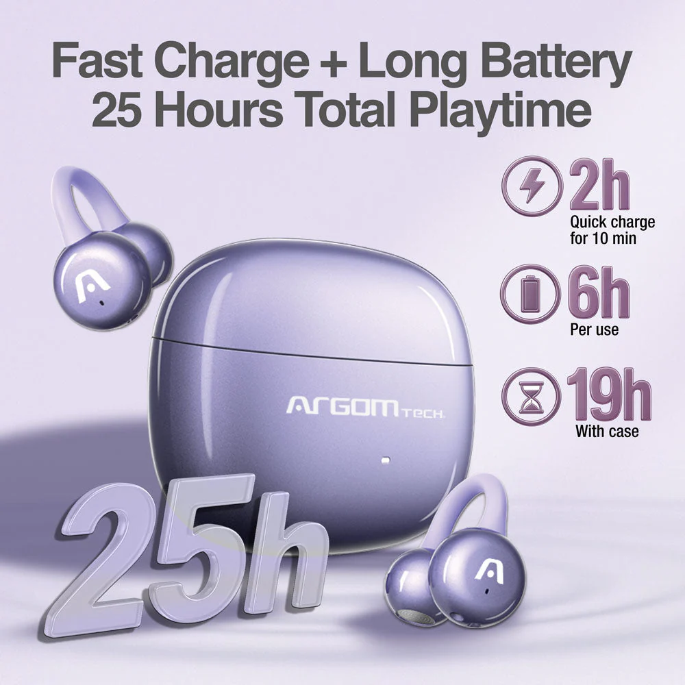 Auriculares TWS con diseño Open-Ear Clip-On Argom SkeiPods E40 púrpura A00785
