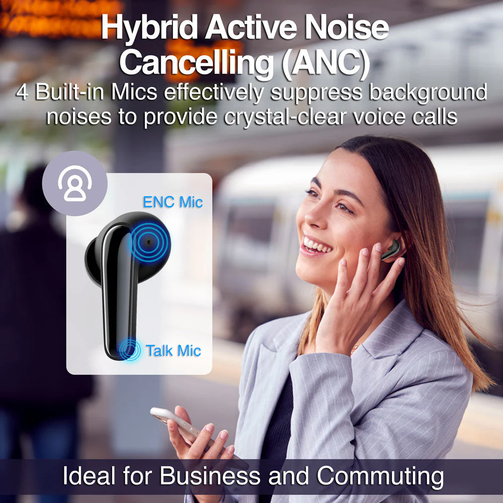 Auriculares estéreo inalámbricos BT con cancelación activa de ruido ANC Argom SkeiPods E21 blancos A00741