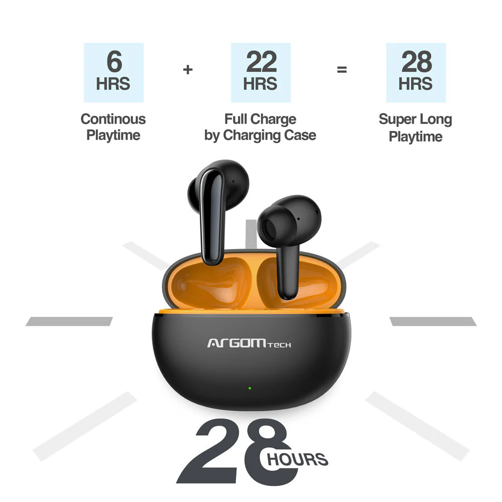 Auriculares estéreo inalámbricos BT con cancelación activa de ruido ANC Argom SkeiPods E21 negros A00740