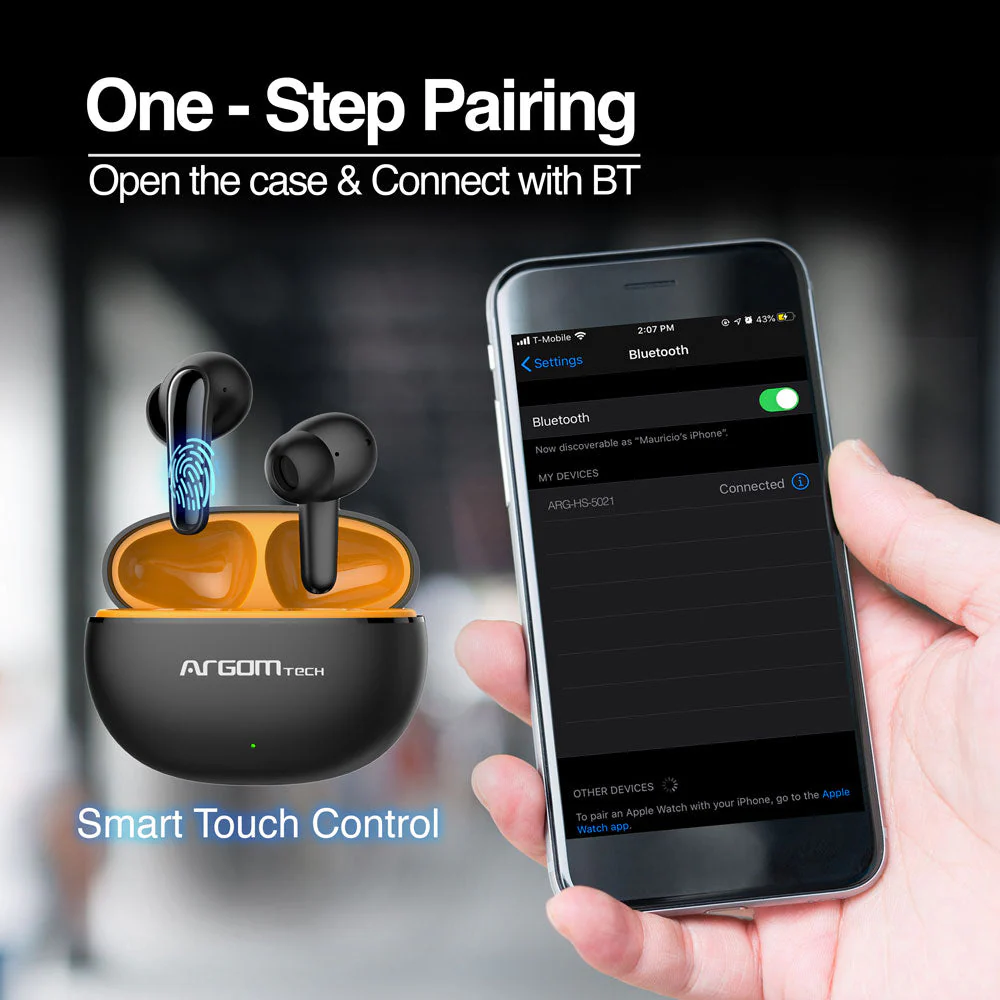 Auriculares estéreo inalámbricos BT con cancelación activa de ruido ANC Argom SkeiPods E21 negros A00740