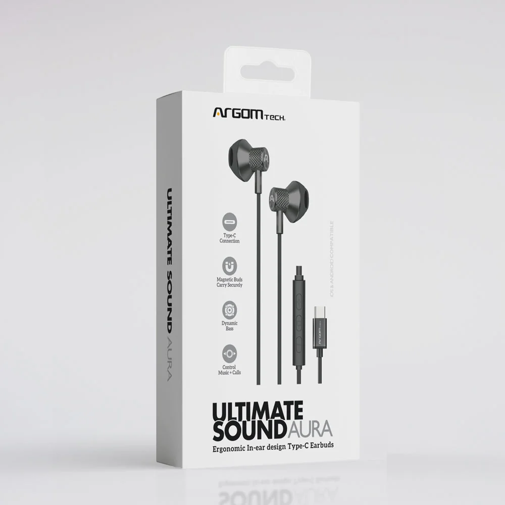 Auriculares magnéticos negros USB-C Argom Ultimate Sound Aura A00699