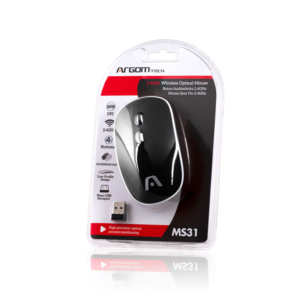 Mouse óptico inalámbrico 2,4GHz Argom MS31 negro A00436