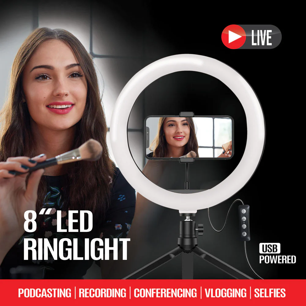 Aro de luz LED 8" con mini trípode Argom Spotlight 9315 A00555