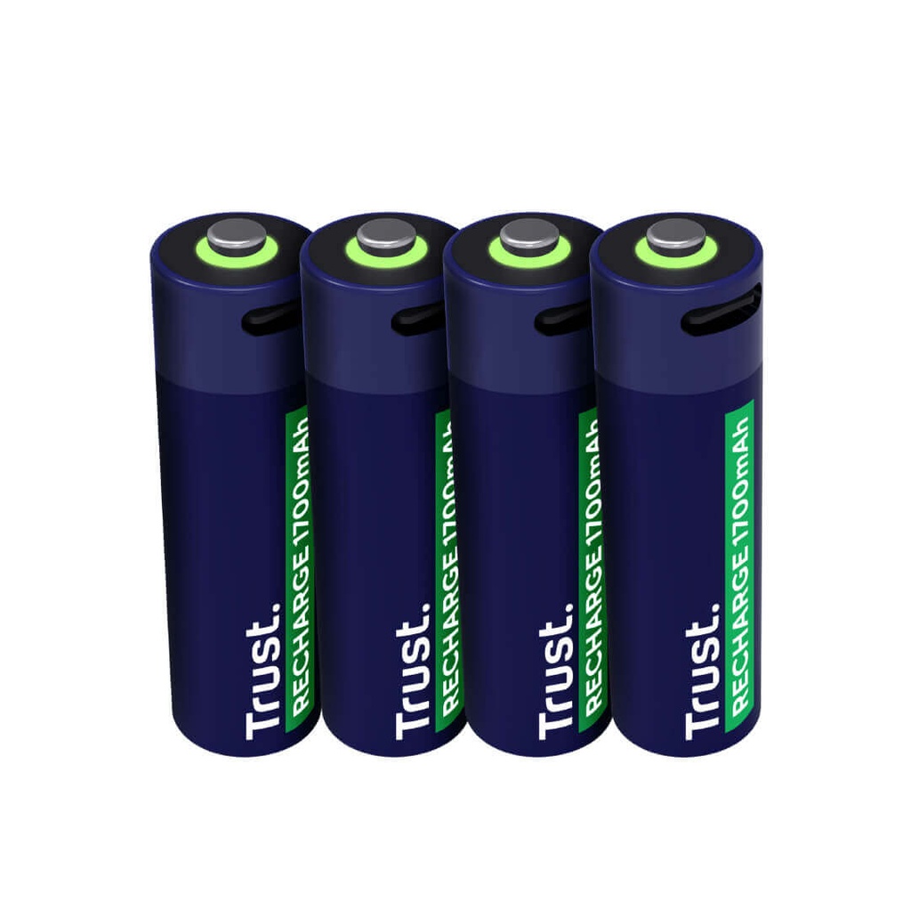 Baterías Recargables tipo C Trust 4 pilas - AA
