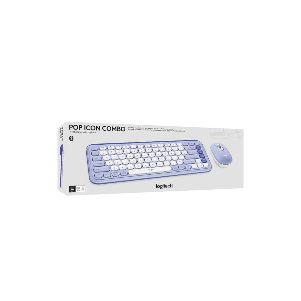 Combo Teclado y Mouse Logitech Pop Icon Bluetooth Lila y blanco crudo