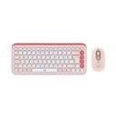 Combo Teclado y Mouse Logitech Pop Icon Bluetooth Rosado y blanco crudo