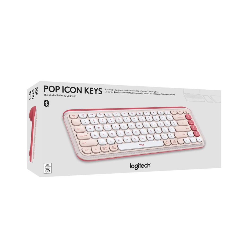 Combo Teclado y Mouse Logitech Pop Icon Bluetooth Rosado y blanco crudo