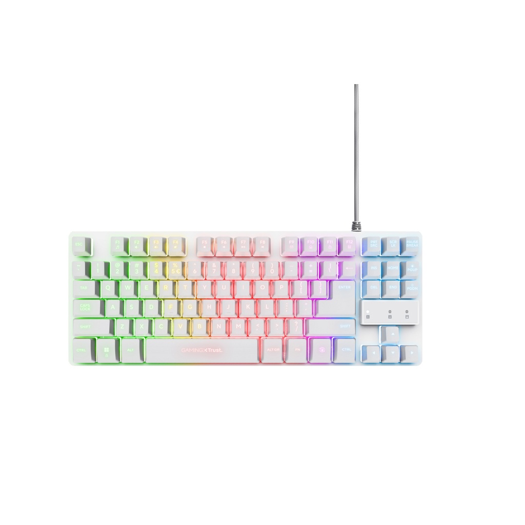 Combo trust Gxt 794W 3 en 1 Teclado Thado Blanco, Mouse Felox inalambrico Blanco y pad mouse