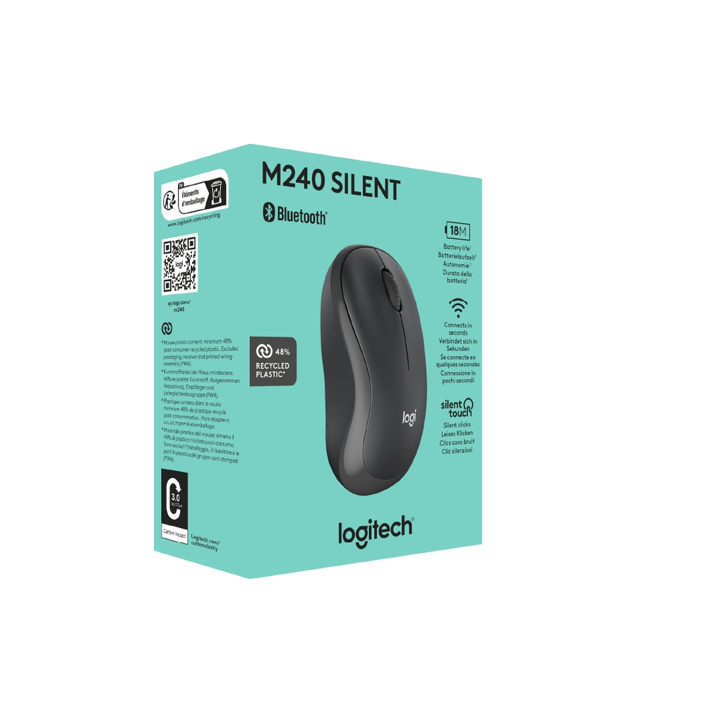 Mouse Logitech M240 Bluetooth Silencioso Grafito