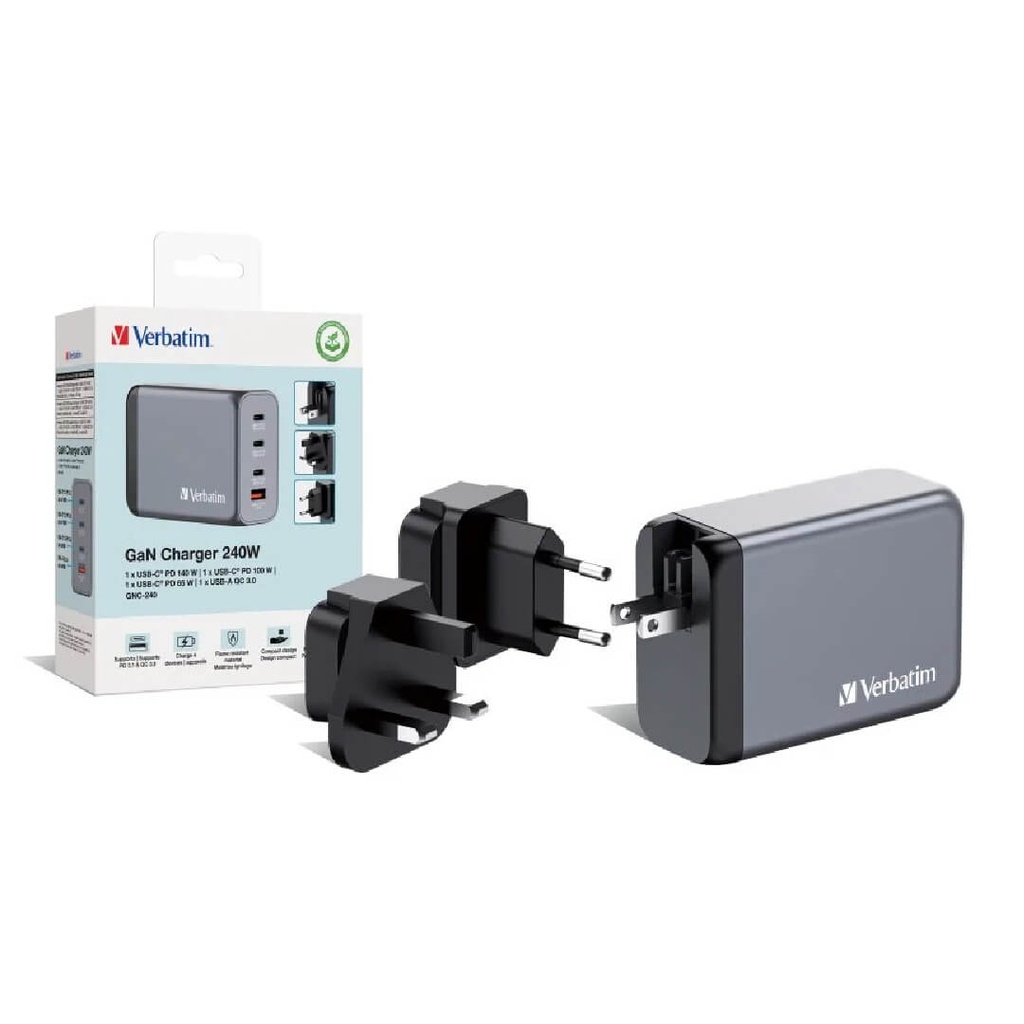 Cargador Carga Rapida Verbatim 240W QC 3.0