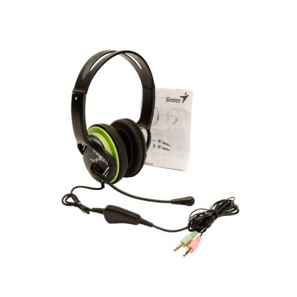 Audifono Diadema Genius HS-400A 2 plug 3.5mm Verde/Negro