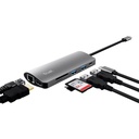 Adaptador Trust Multipuerto Usb - C 7 en 1 (Hdmi, de red, lector de tarjetas, USB-C y USB) Ref 23775