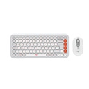 Combo Teclado y Mouse Logitech Pop Icon Bluetooth Blanco crudo y naranja