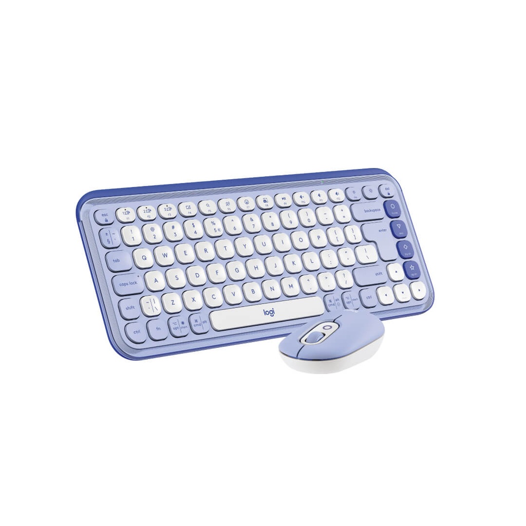 Combo Teclado y Mouse Logitech Pop Icon Bluetooth Lila y blanco crudo