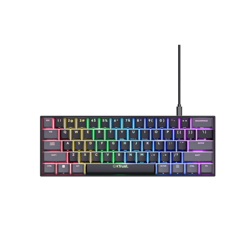 Teclado Gamer trust Gxt 867 Acira Mecanico 60% Negro