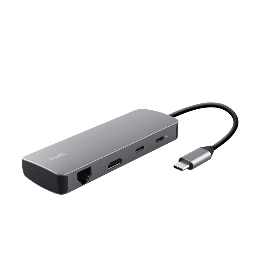 Adaptador Trust Multipuerto Usb - C 8 en 1 (Hdmi, de red, lector de tarjetas, USB-C y USB) 