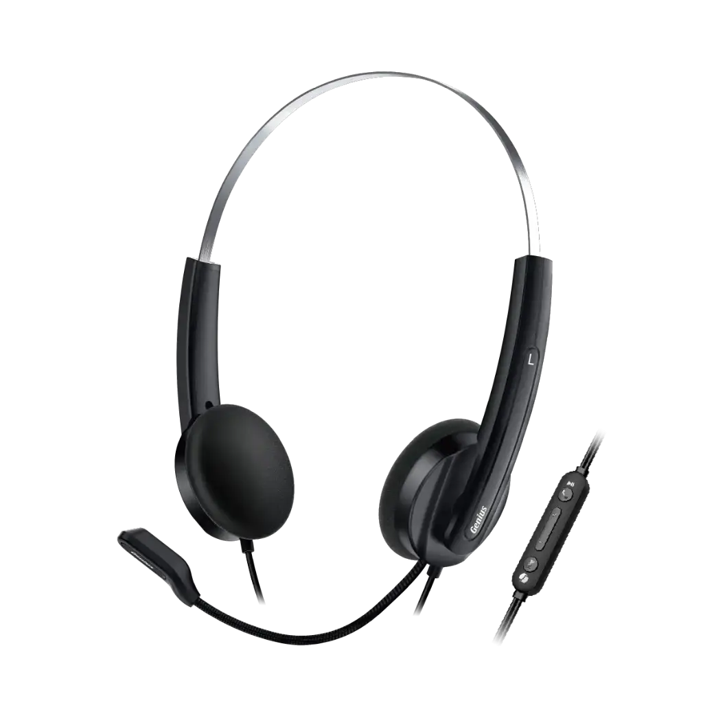 Audifono Diadema Genius HS-220U Usb con Microfono Negro 2 mts Cable