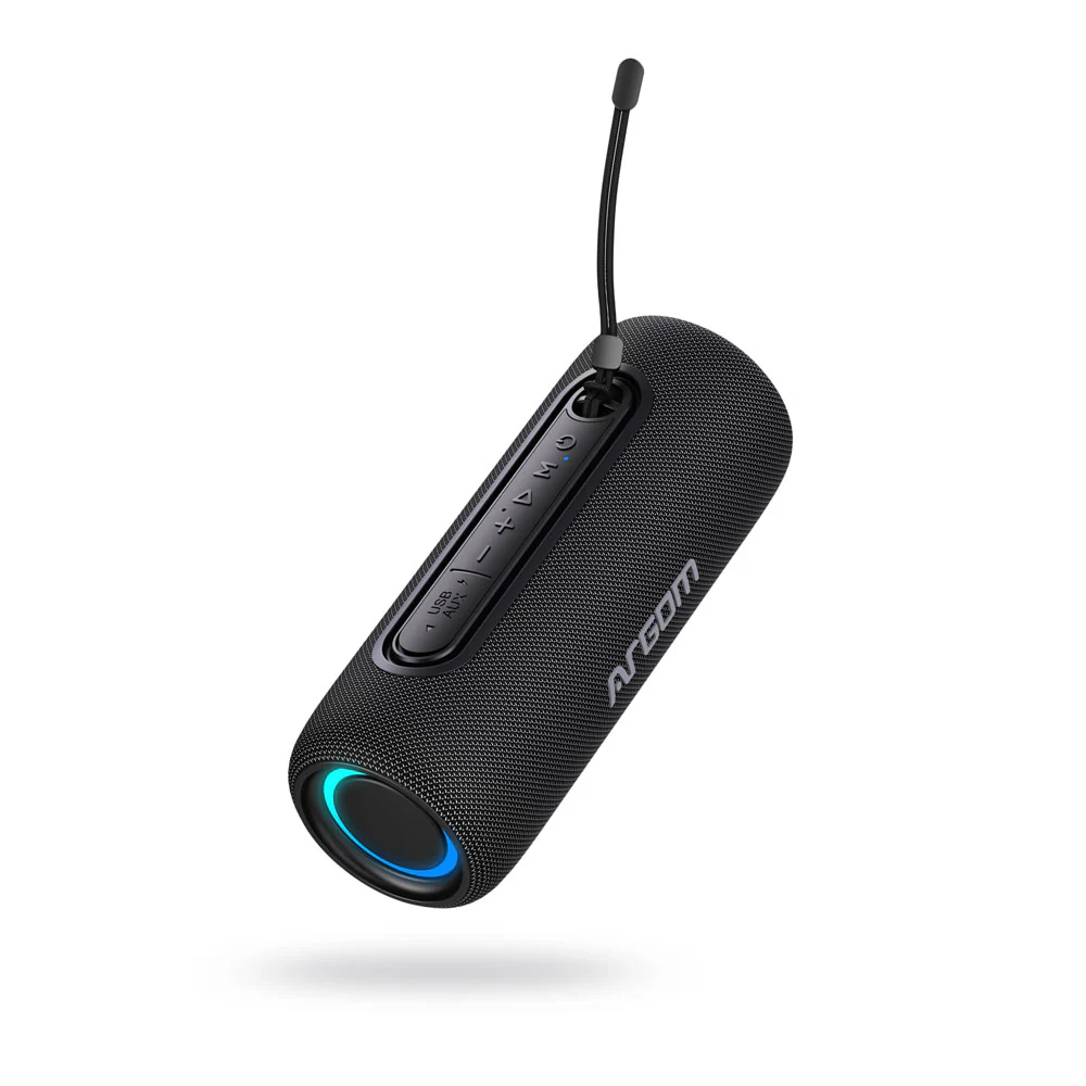 Altavoz inalámbrico portátil con luces LED y resistencia al agua IPX5 Argom Radyon X32 negro A00686