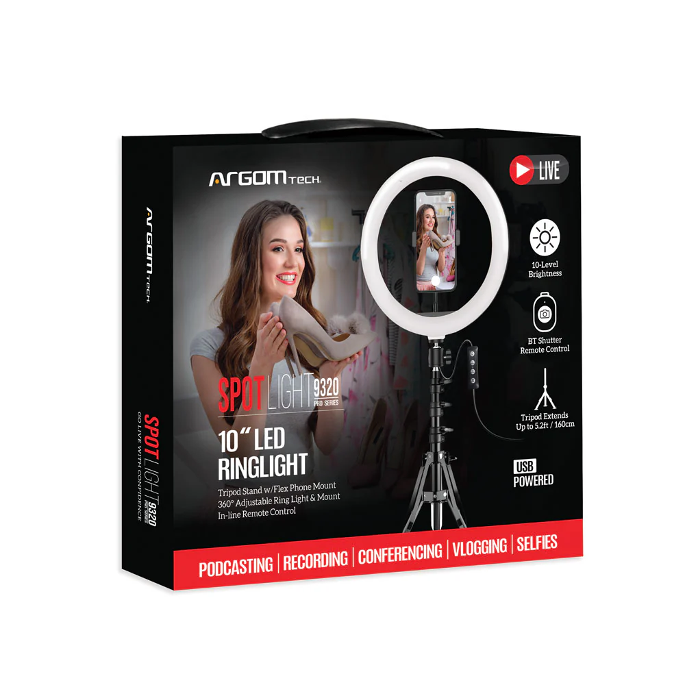 Aro de luz LED 10" con trípode completo Argom Spotlight Pro 9320 A00556